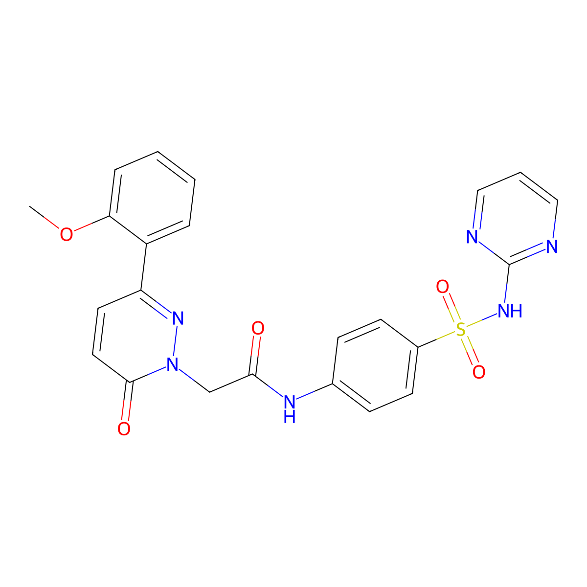 2-(3-(2-methoxyphenyl)-6-oxopyridazin-1(6H)-yl)-N-(4-(N-(pyrimidin-2-yl)sulfamoyl)phenyl)acetamide molecular structure, CAS 1257549-51-1