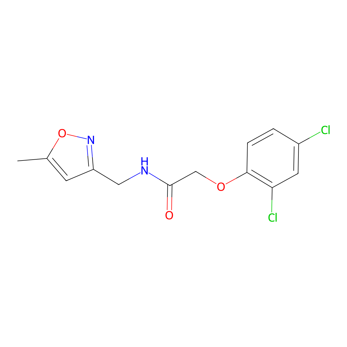 2-(2,4-dichlorophenoxy)-N-((5-methylisoxazol-3-yl)methyl)acetamide molecular structure, CAS 1257549-56-6