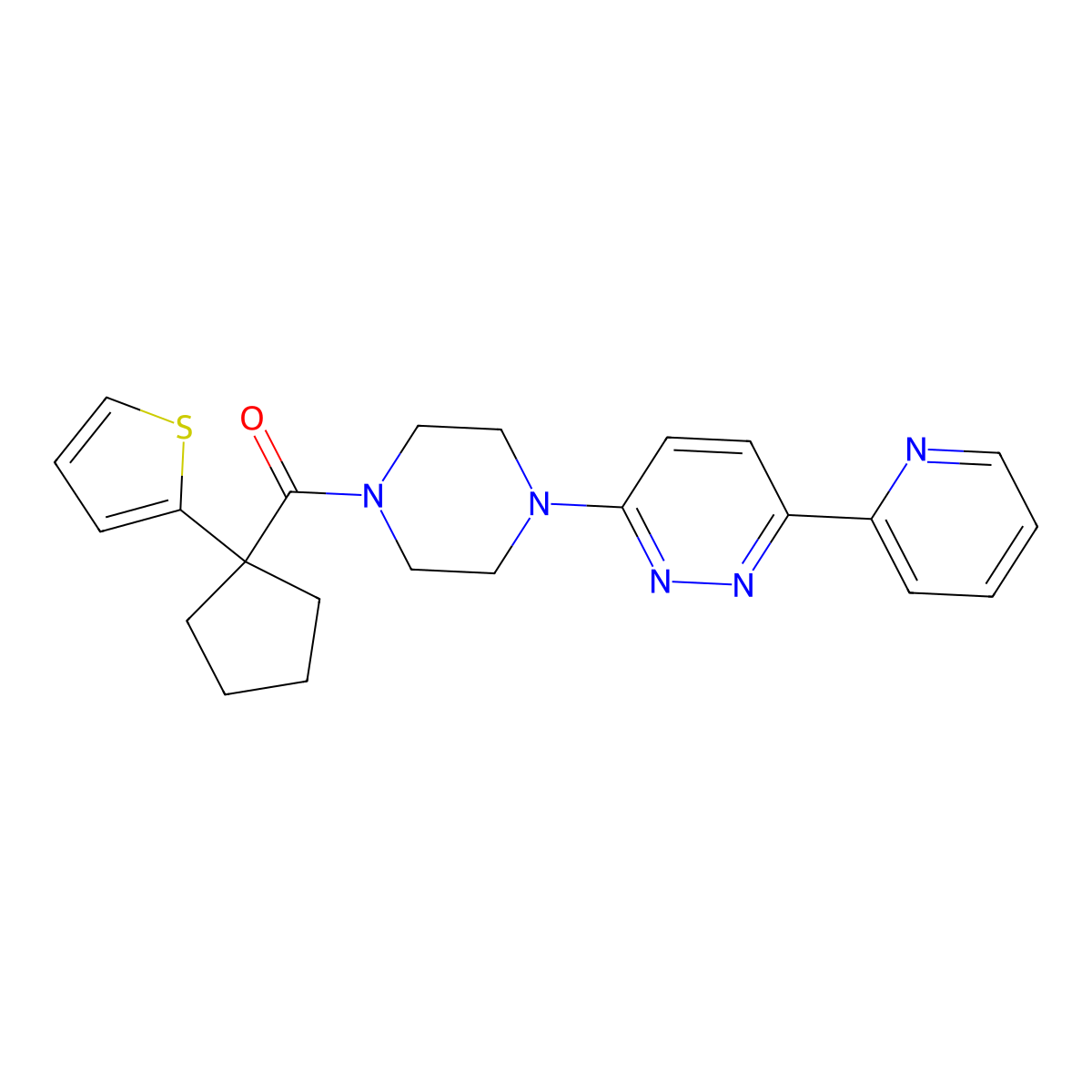 (4-(6-(Pyridin-2-yl)pyridazin-3-yl)piperazin-1-yl)(1-(thiophen-2-yl)cyclopentyl)methanone molecular structure, CAS 1257549-61-3