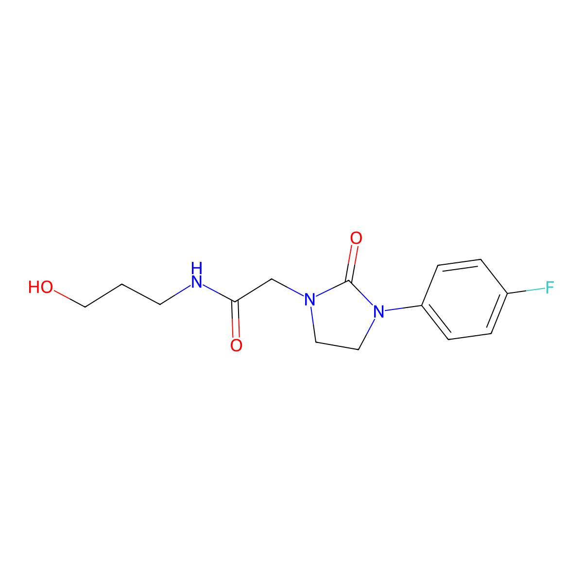 2-[3-(4-fluorophenyl)-2-oxoimidazolidin-1-yl]-N-(3-hydroxypropyl)acetamide molecular structure, CAS 1257549-75-9