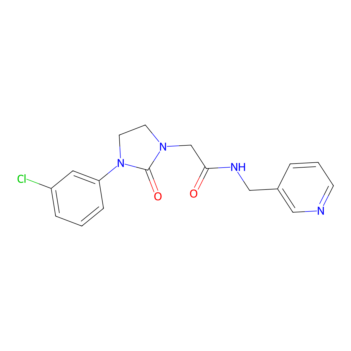 2-(3-(3-chlorophenyl)-2-oxoimidazolidin-1-yl)-N-(pyridin-3-ylmethyl)acetamide molecular structure, CAS 1257549-86-2