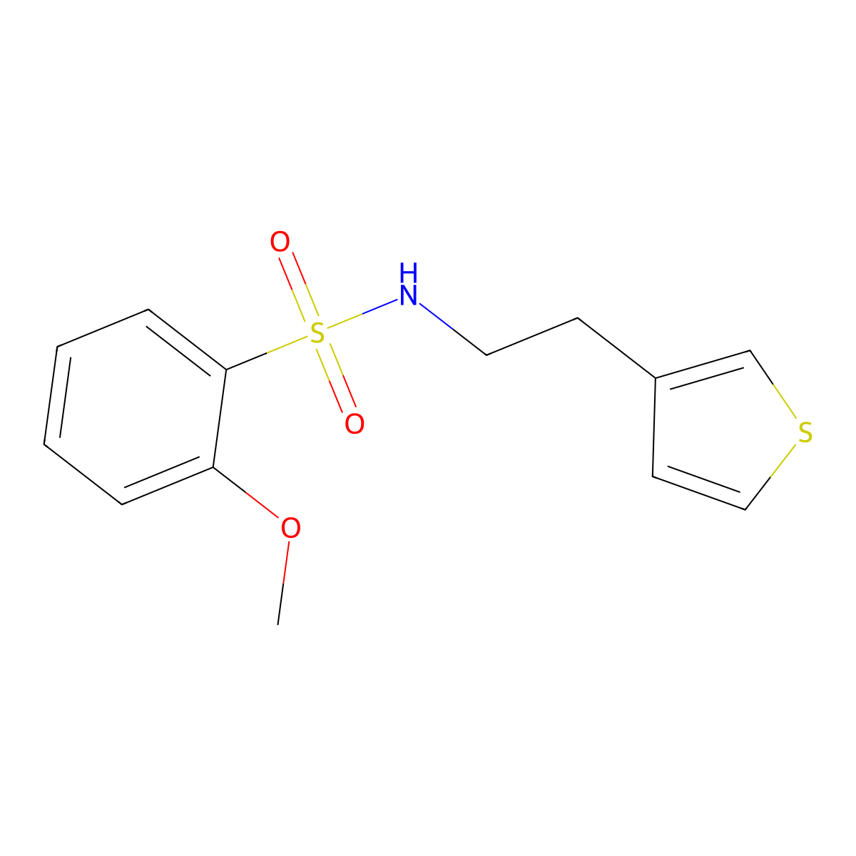 2-methoxy-N-(2-(thiophen-3-yl)ethyl)benzenesulfonamide molecular structure, CAS 1257550-07-4