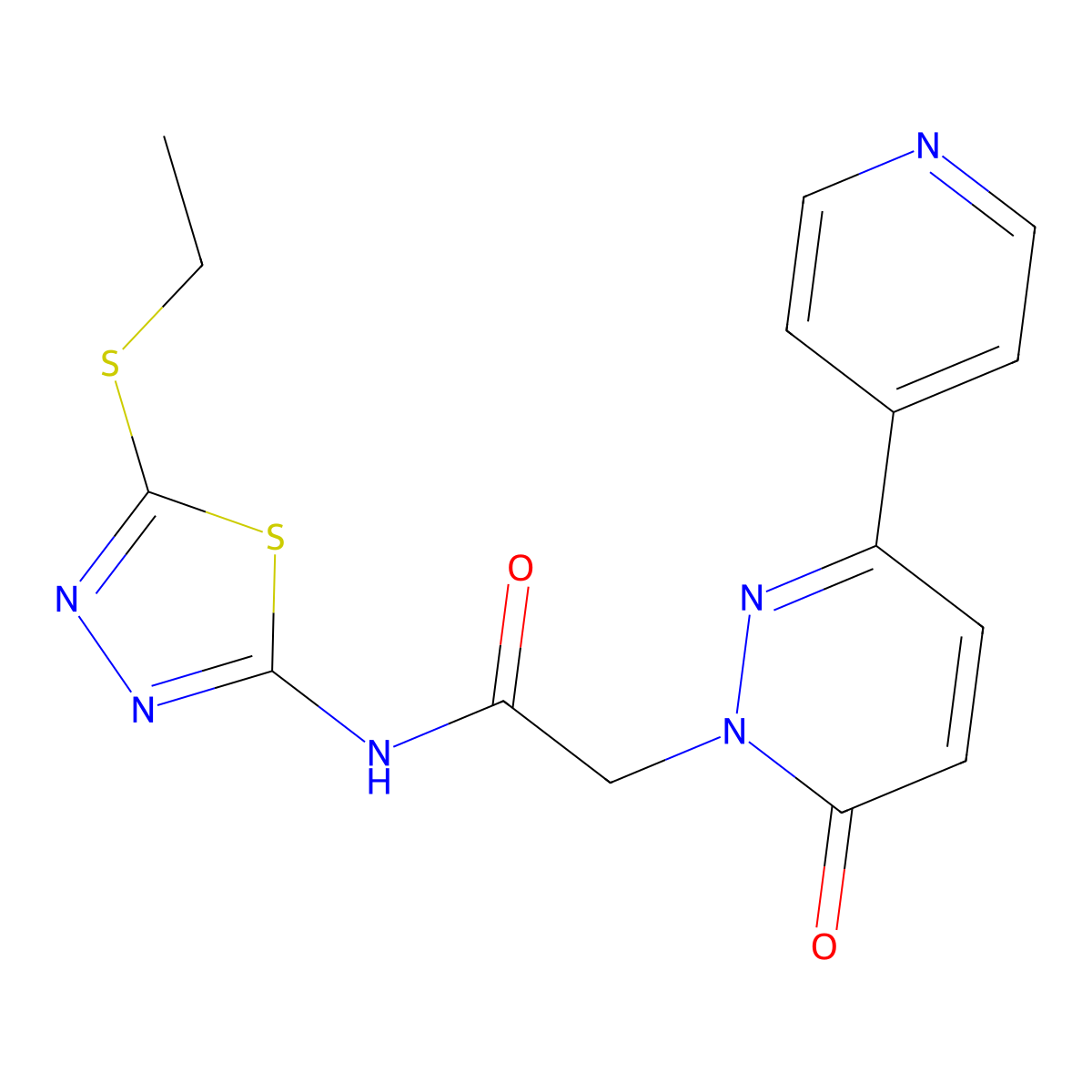 N-(5-(ethylthio)-1,3,4-thiadiazol-2-yl)-2-(6-oxo-3-(pyridin-4-yl)pyridazin-1(6H)-yl)acetamide molecular structure, CAS 1257550-14-3