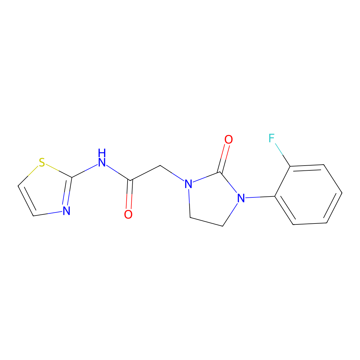 2-(3-(2-fluorophenyl)-2-oxoimidazolidin-1-yl)-N-(thiazol-2-yl)acetamide molecular structure, CAS 1257550-21-2