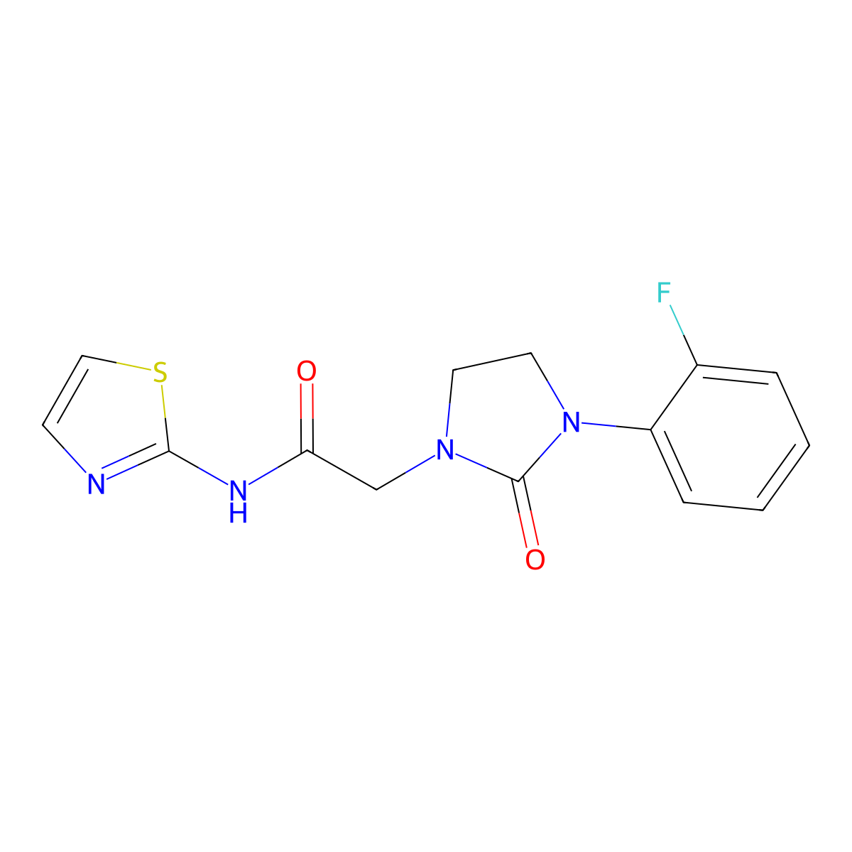 2-(3-(2-fluorophenyl)-2-oxoimidazolidin-1-yl)-N-(thiazol-2-yl)acetamide molecular structure, CAS 1257550-21-2