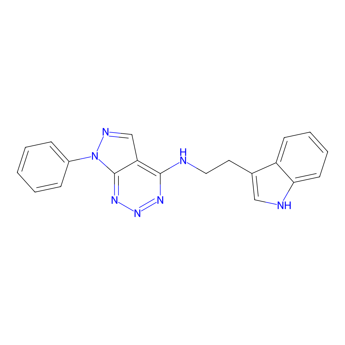 N-[2-(1H-indol-3-yl)ethyl]-7-phenyl-7H-pyrazolo[3,4-d][1,2,3]triazin-4-amine molecular structure, CAS 1257550-40-5
