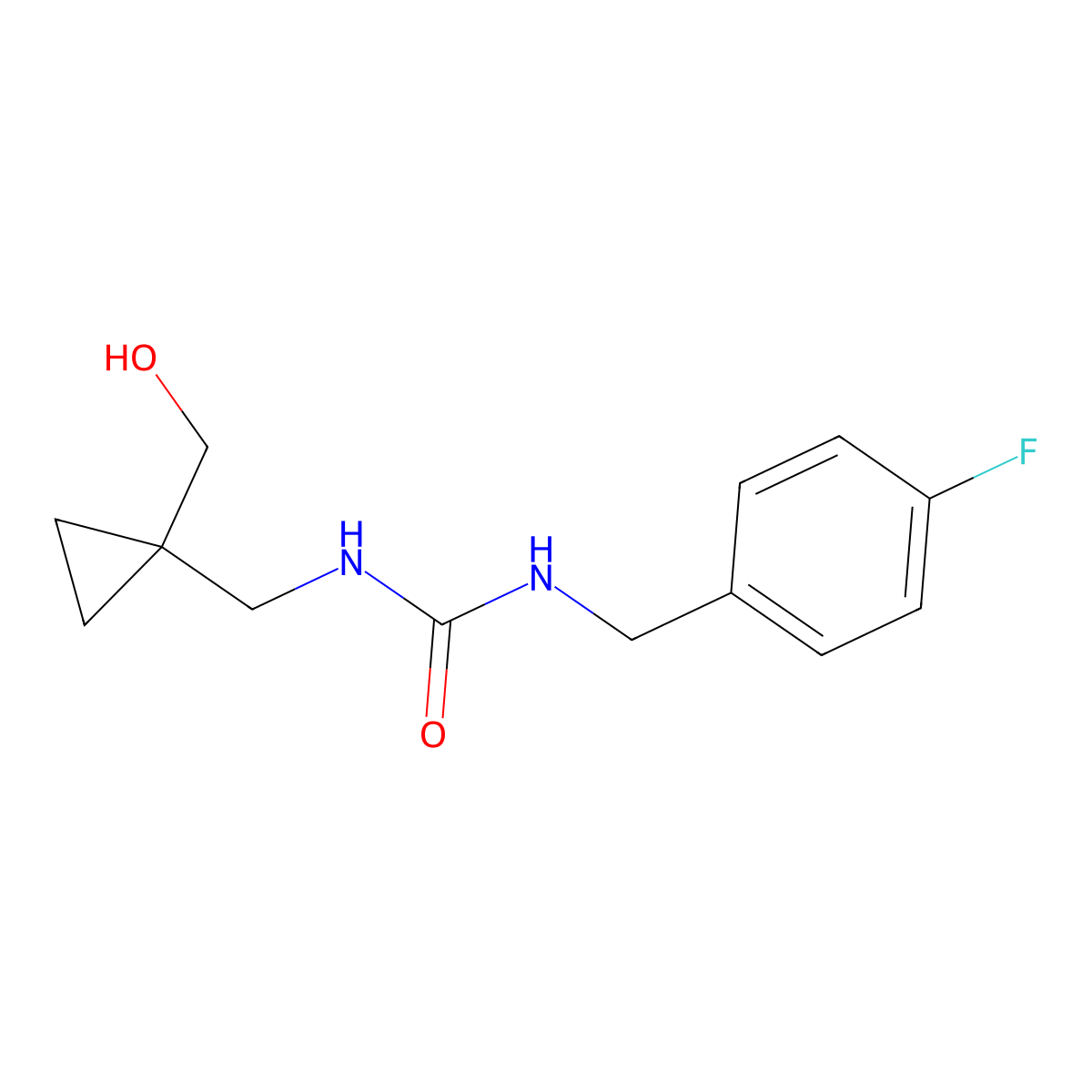 1-(4-Fluorobenzyl)-3-((1-(hydroxymethyl)cyclopropyl)methyl)urea molecular structure, CAS 1257550-72-3