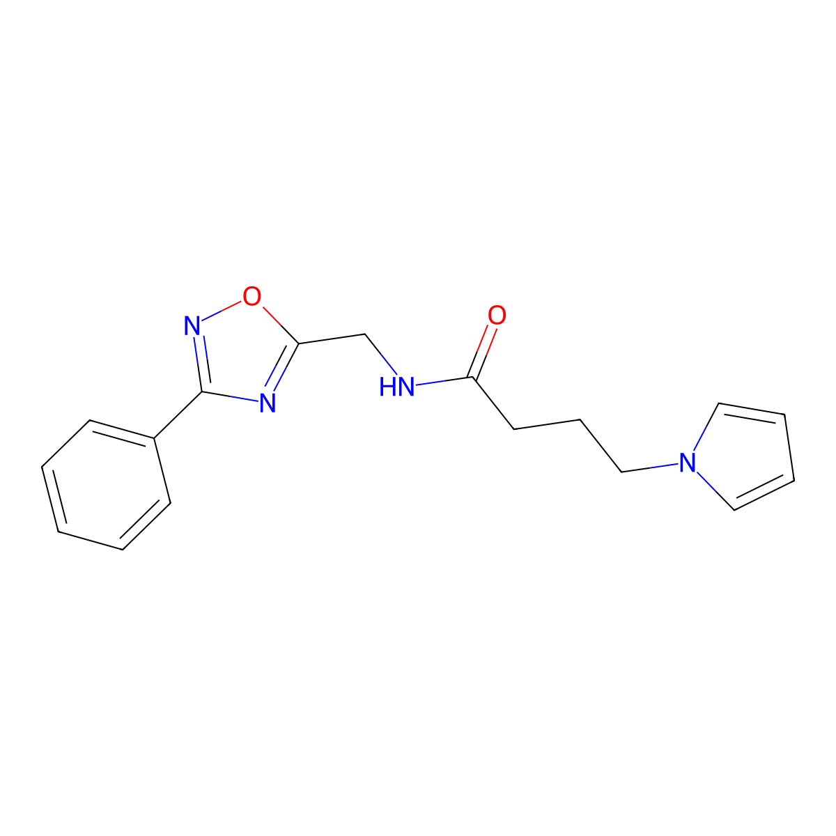 N-((3-phenyl-1,2,4-oxadiazol-5-yl)methyl)-4-(1H-pyrrol-1-yl)butanamide molecular structure, CAS 1257550-73-4
