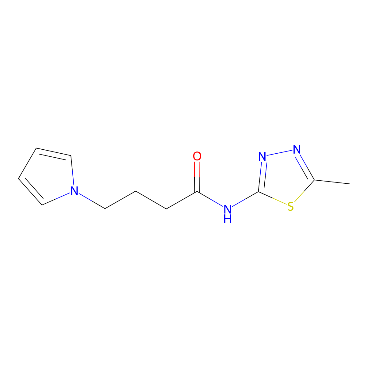 N-(5-methyl-1,3,4-thiadiazol-2-yl)-4-(1H-pyrrol-1-yl)butanamide molecular structure, CAS 1257550-79-0