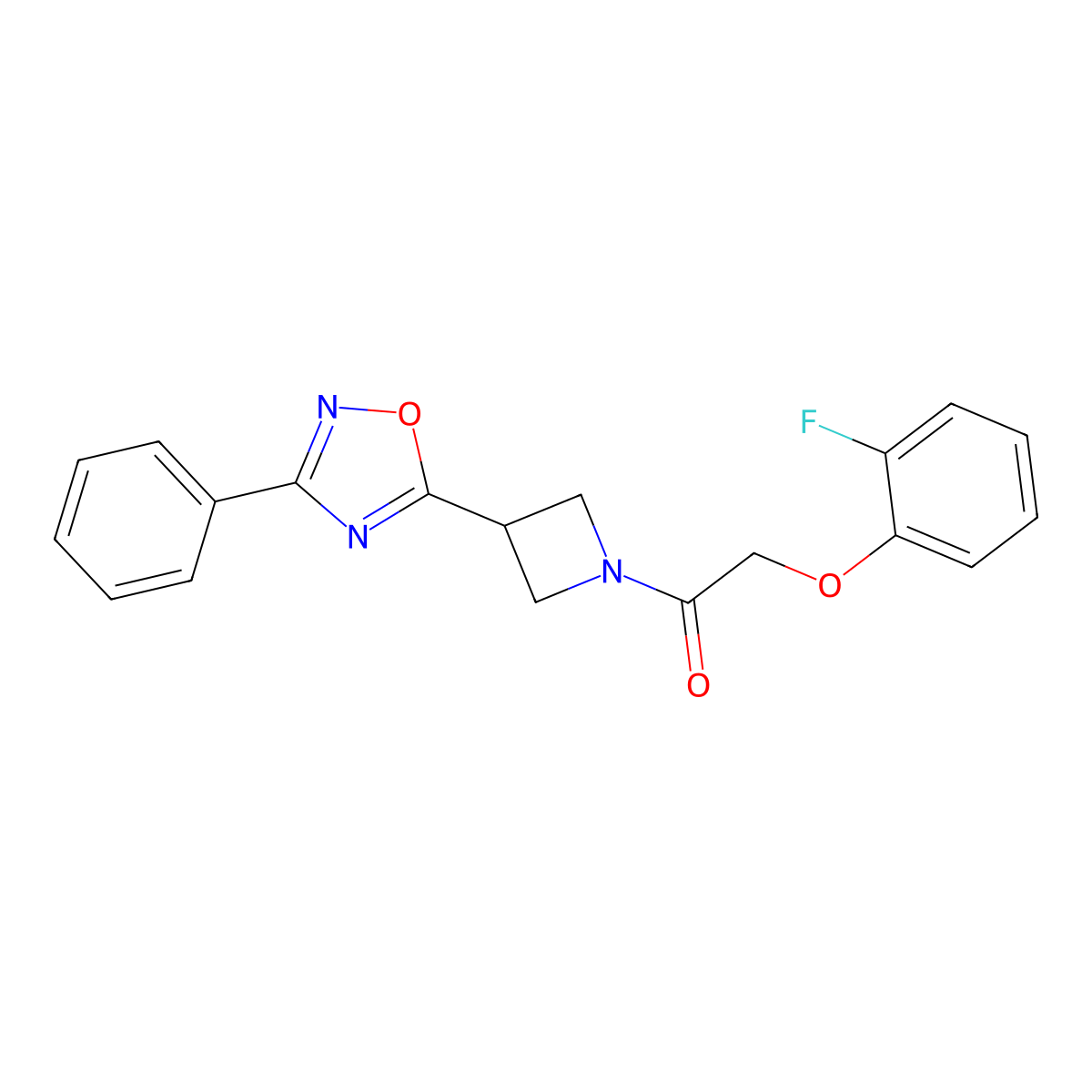 2-(2-Fluorophenoxy)-1-(3-(3-phenyl-1,2,4-oxadiazol-5-yl)azetidin-1-yl)ethanone molecular structure, CAS 1257550-80-3