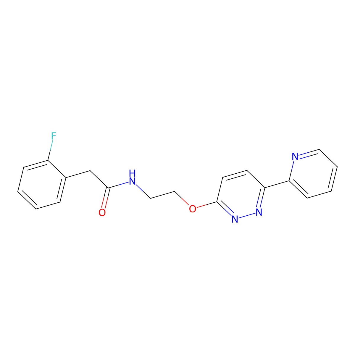 2-(2-fluorophenyl)-N-(2-((6-(pyridin-2-yl)pyridazin-3-yl)oxy)ethyl)acetamide molecular structure, CAS 1257550-88-1