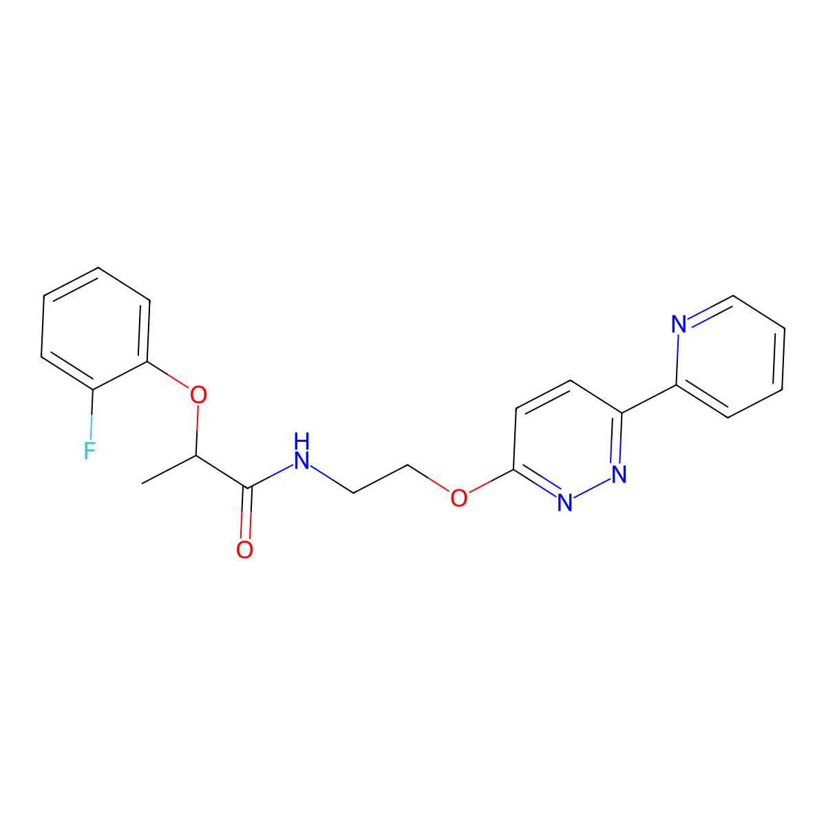 2-(2-fluorophenoxy)-N-(2-((6-(pyridin-2-yl)pyridazin-3-yl)oxy)ethyl)propanamide molecular structure, CAS 1257550-95-0