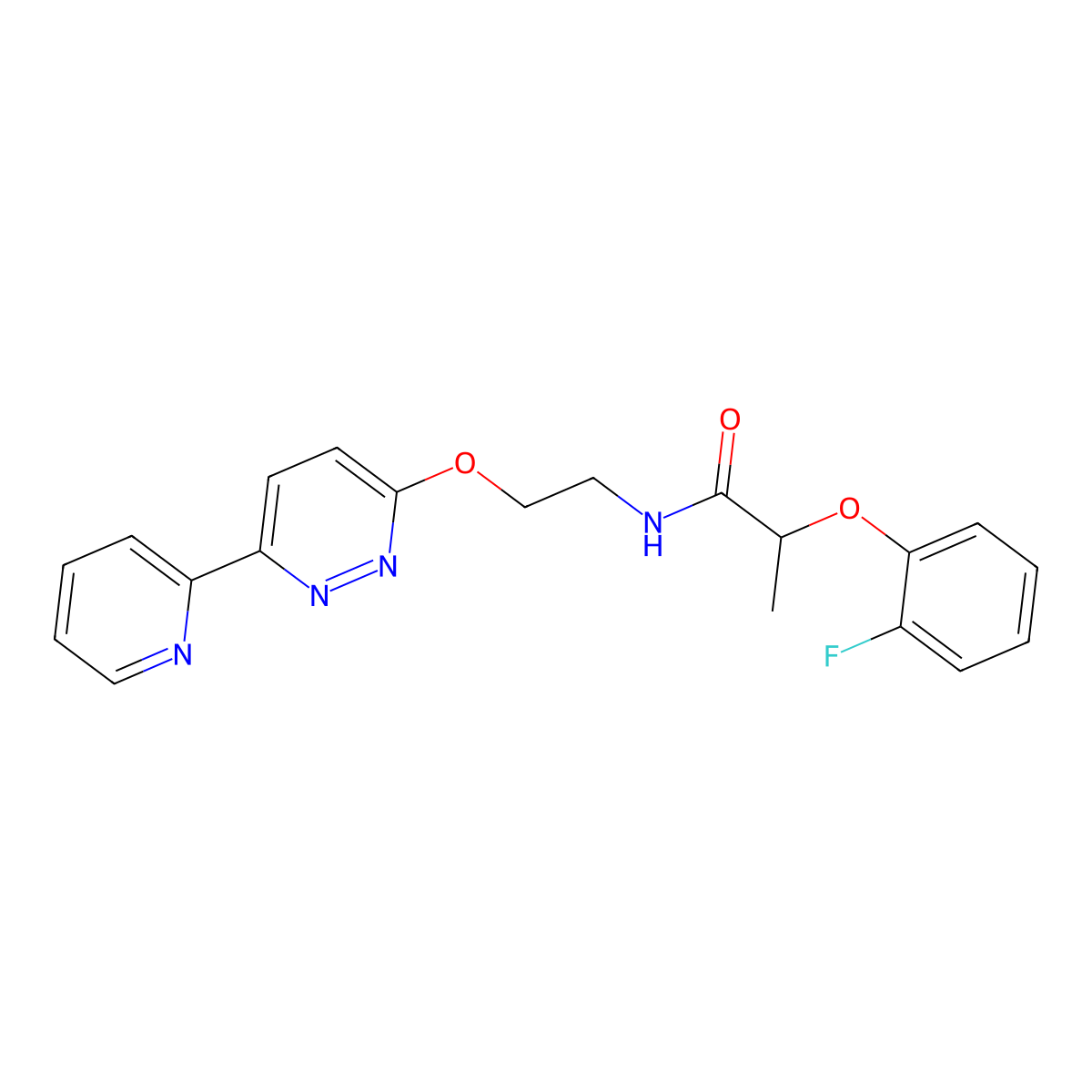 2-(2-fluorophenoxy)-N-(2-((6-(pyridin-2-yl)pyridazin-3-yl)oxy)ethyl)propanamide molecular structure, CAS 1257550-95-0