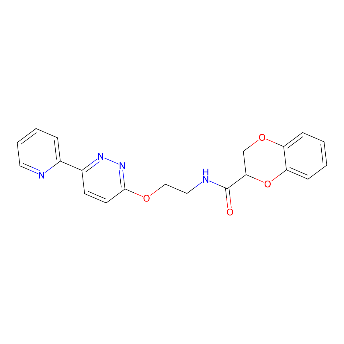 N-(2-((6-(pyridin-2-yl)pyridazin-3-yl)oxy)ethyl)-2,3-dihydrobenzo[b][1,4]dioxine-2-carboxamide molecular structure, CAS 1257551-00-0