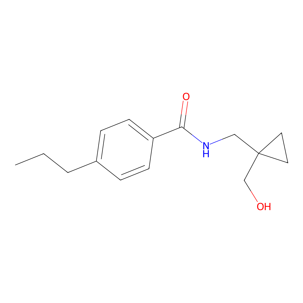 N-((1-(hydroxymethyl)cyclopropyl)methyl)-4-propylbenzamide molecular structure, CAS 1257551-13-5