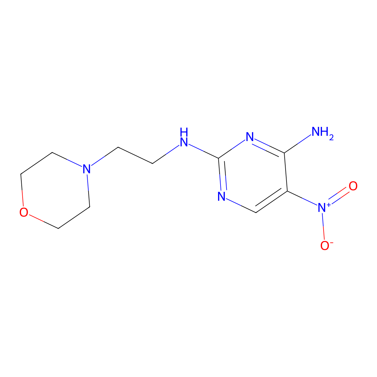 N2-(2-morpholinoethyl)-5-nitropyrimidine-2,4-diamine molecular structure, CAS 1257551-26-0