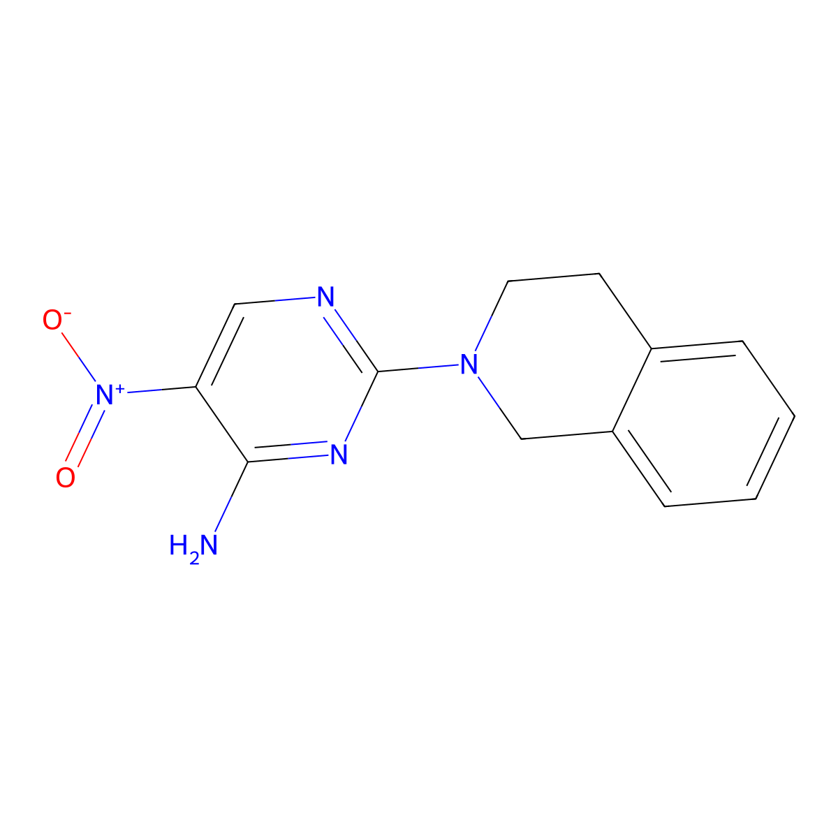 2-(3,4-dihydroisoquinolin-2(1H)-yl)-5-nitropyrimidin-4-amine molecular structure, CAS 1257551-29-3