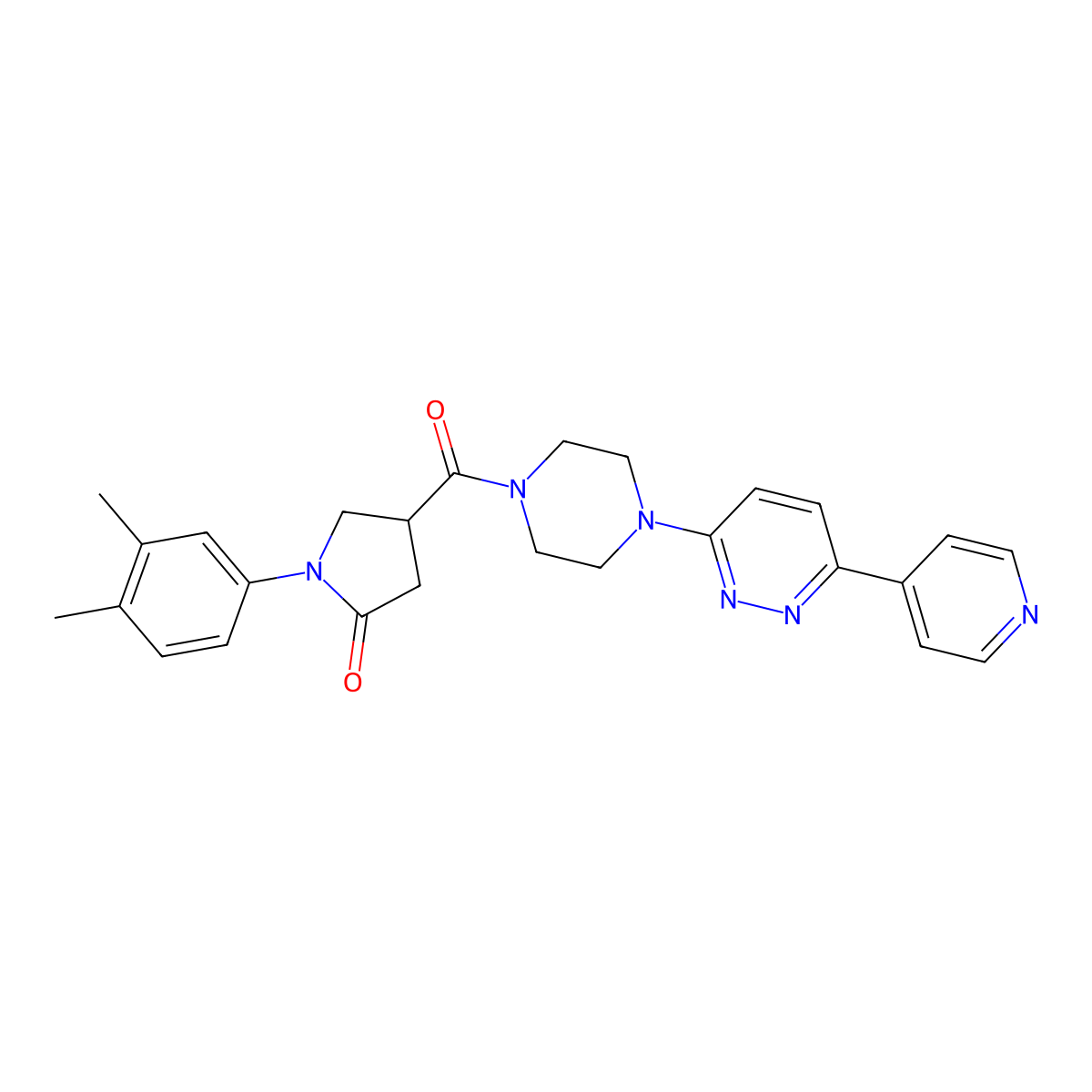1-(3,4-Dimethylphenyl)-4-(4-(6-(pyridin-4-yl)pyridazin-3-yl)piperazine-1-carbonyl)pyrrolidin-2-one molecular structure, CAS 1257551-34-0