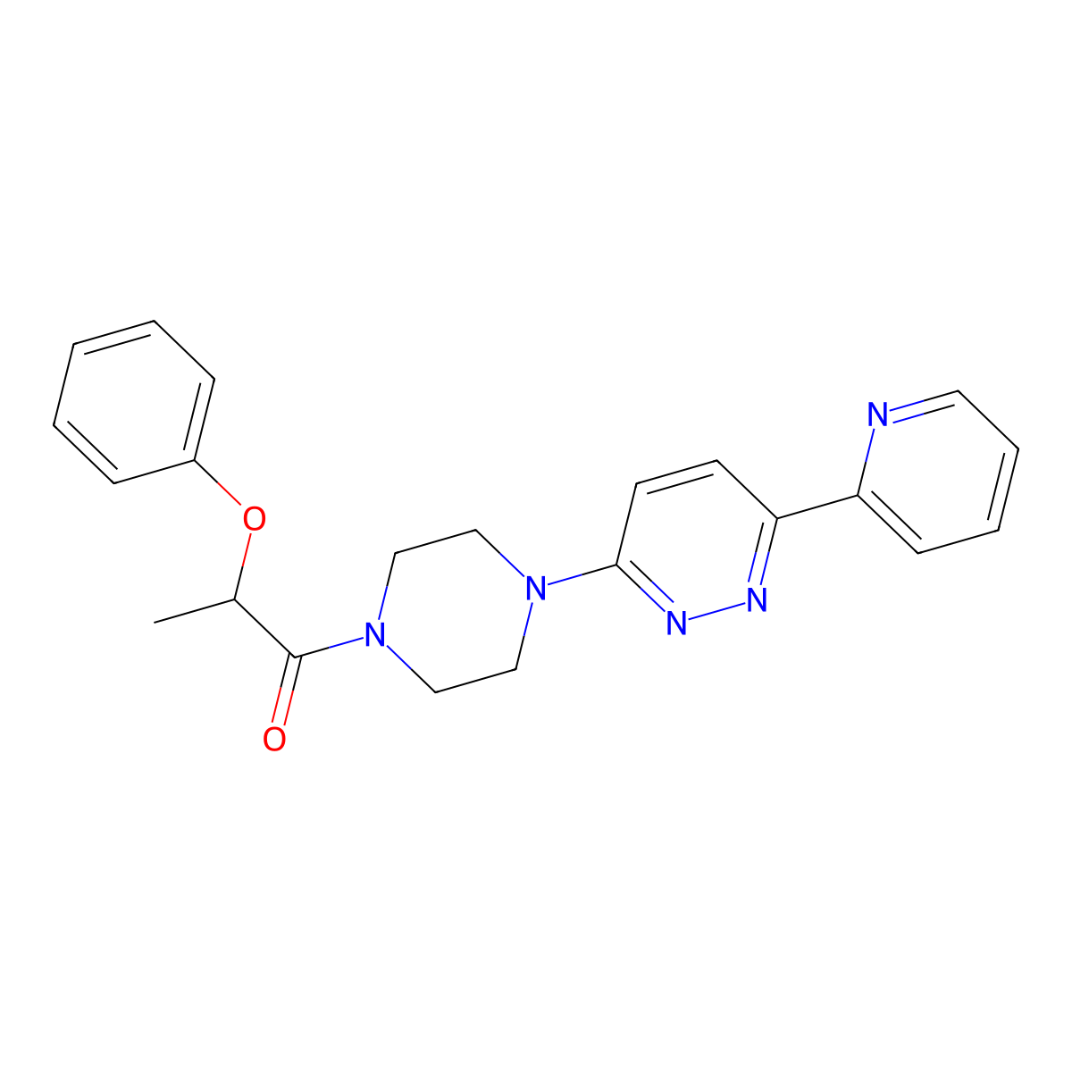 2-Phenoxy-1-{4-[6-(pyridin-2-yl)pyridazin-3-yl]piperazin-1-yl}propan-1-one molecular structure, CAS 1257551-42-0