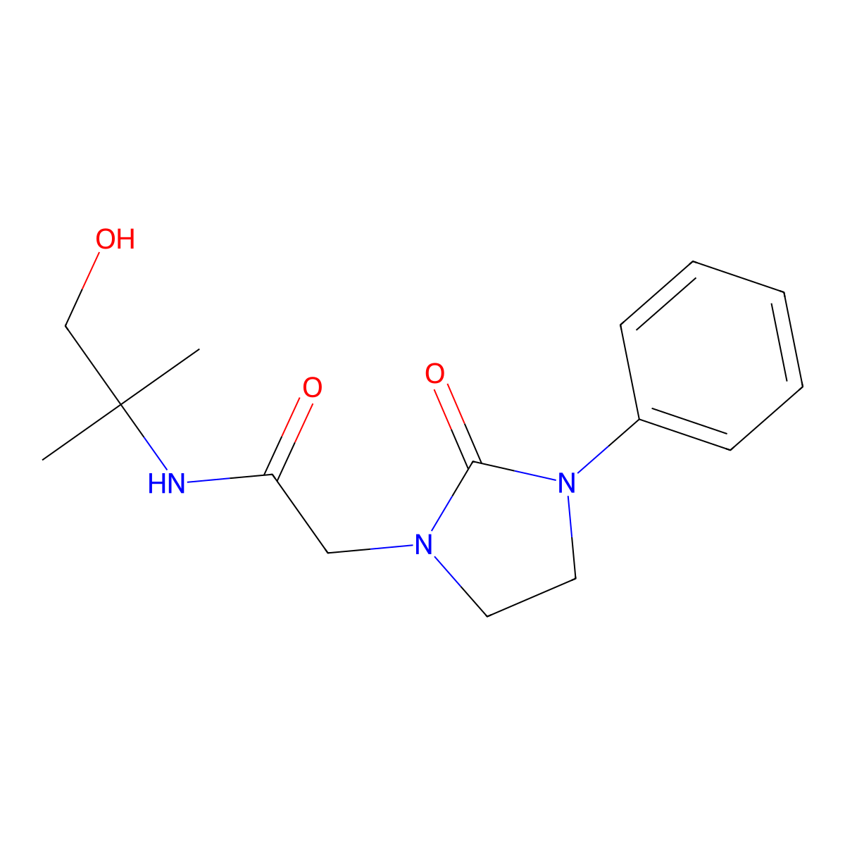 N-(1-hydroxy-2-methylpropan-2-yl)-2-(2-oxo-3-phenylimidazolidin-1-yl)acetamide molecular structure, CAS 1257551-57-7