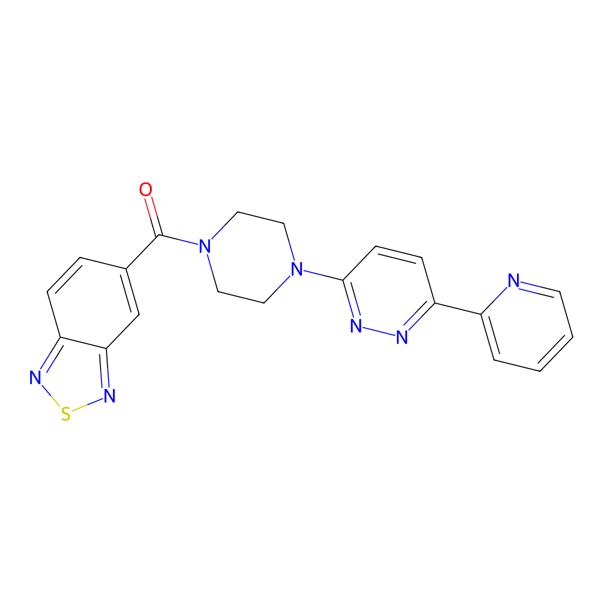 Benzo[c][1,2,5]thiadiazol-5-yl(4-(6-(pyridin-2-yl)pyridazin-3-yl)piperazin-1-yl)methanone molecular structure, CAS 1257551-59-9