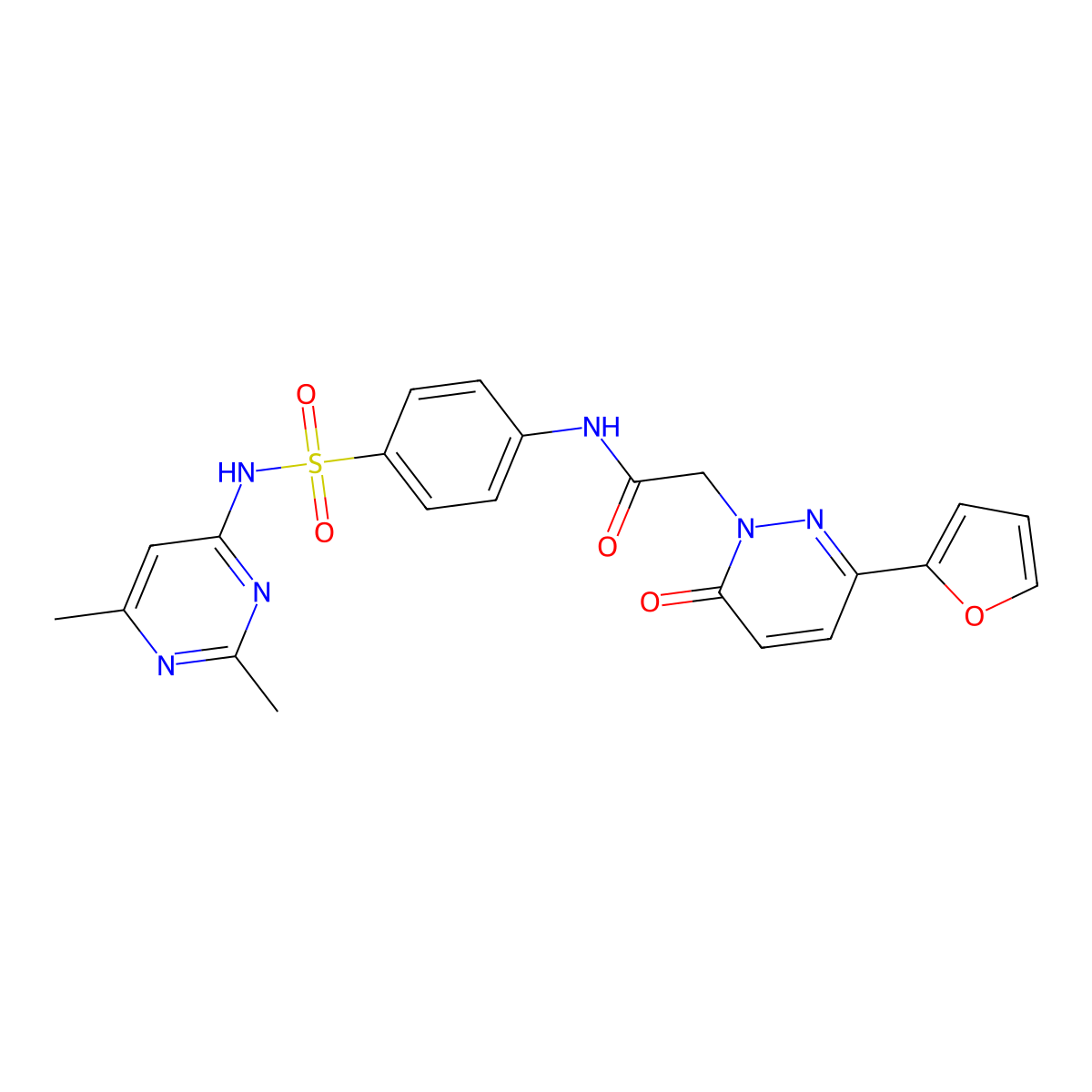 N-(4-(N-(2,6-dimethylpyrimidin-4-yl)sulfamoyl)phenyl)-2-(3-(furan-2-yl)-6-oxopyridazin-1(6H)-yl)acetamide molecular structure, CAS 1257551-71-5