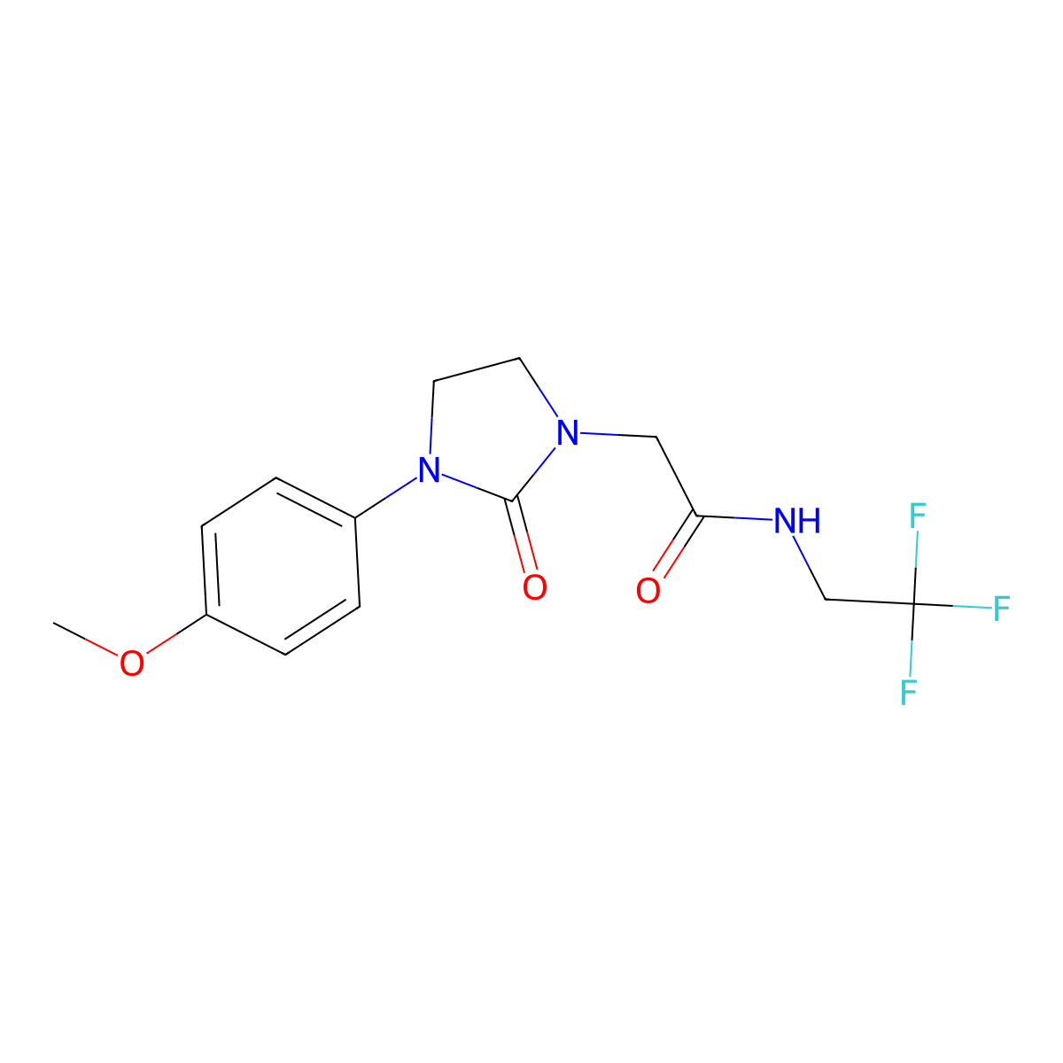2-[3-(4-methoxyphenyl)-2-oxoimidazolidin-1-yl]-N-(2,2,2-trifluoroethyl)acetamide molecular structure, CAS 1257551-72-6