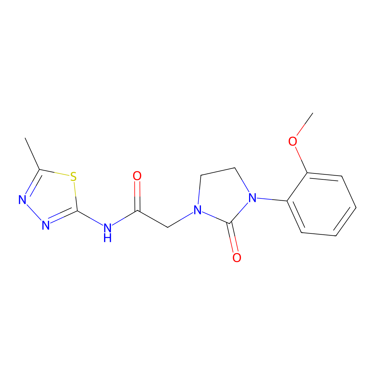 2-[3-(2-methoxyphenyl)-2-oxoimidazolidin-1-yl]-N-(5-methyl-1,3,4-thiadiazol-2-yl)acetamide molecular structure, CAS 1257551-78-2