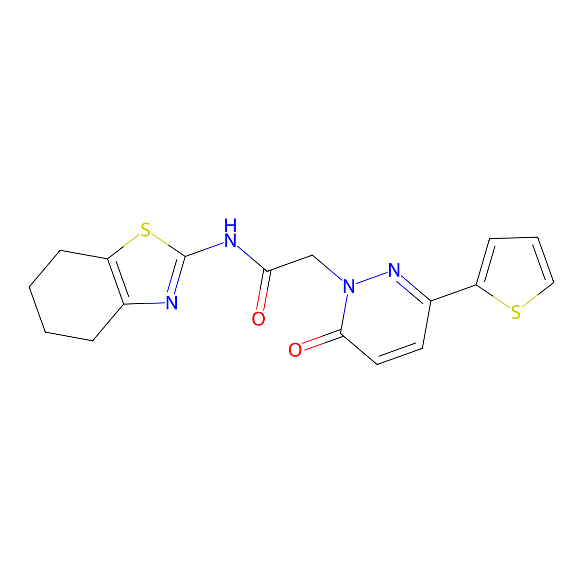 2-(6-oxo-3-(thiophen-2-yl)pyridazin-1(6H)-yl)-N-(4,5,6,7-tetrahydrobenzo[d]thiazol-2-yl)acetamide molecular structure, CAS 1257551-79-3