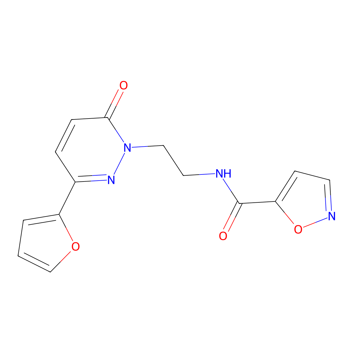 N-(2-(3-(furan-2-yl)-6-oxopyridazin-1(6H)-yl)ethyl)isoxazole-5-carboxamide molecular structure, CAS 1257551-89-5