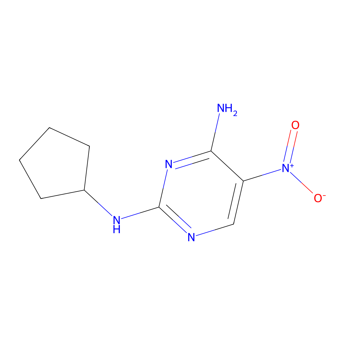 N2-cyclopentyl-5-nitropyrimidine-2,4-diamine molecular structure, CAS 1257552-21-8