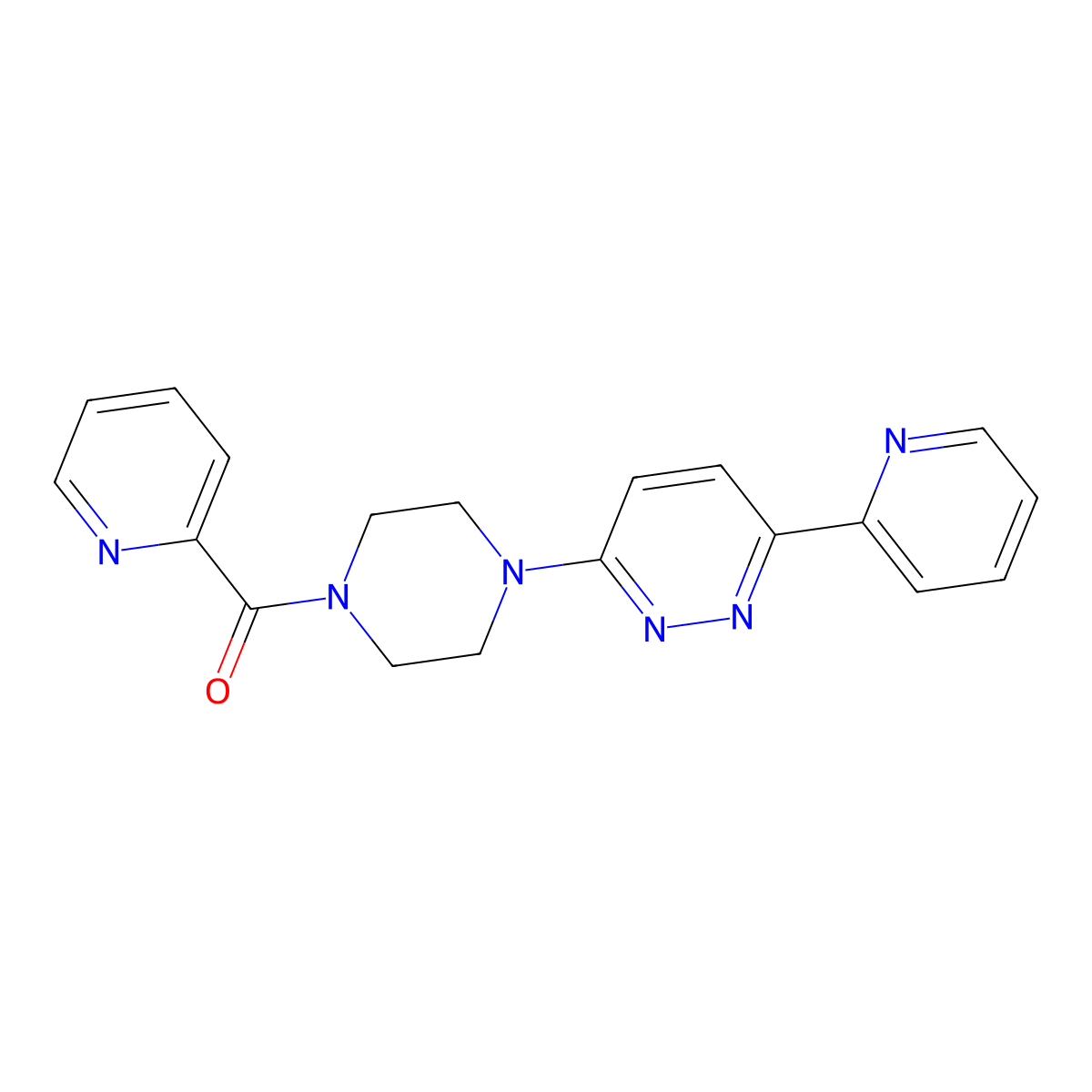 Pyridin-2-yl(4-(6-(pyridin-2-yl)pyridazin-3-yl)piperazin-1-yl)methanone molecular structure, CAS 1257552-40-1