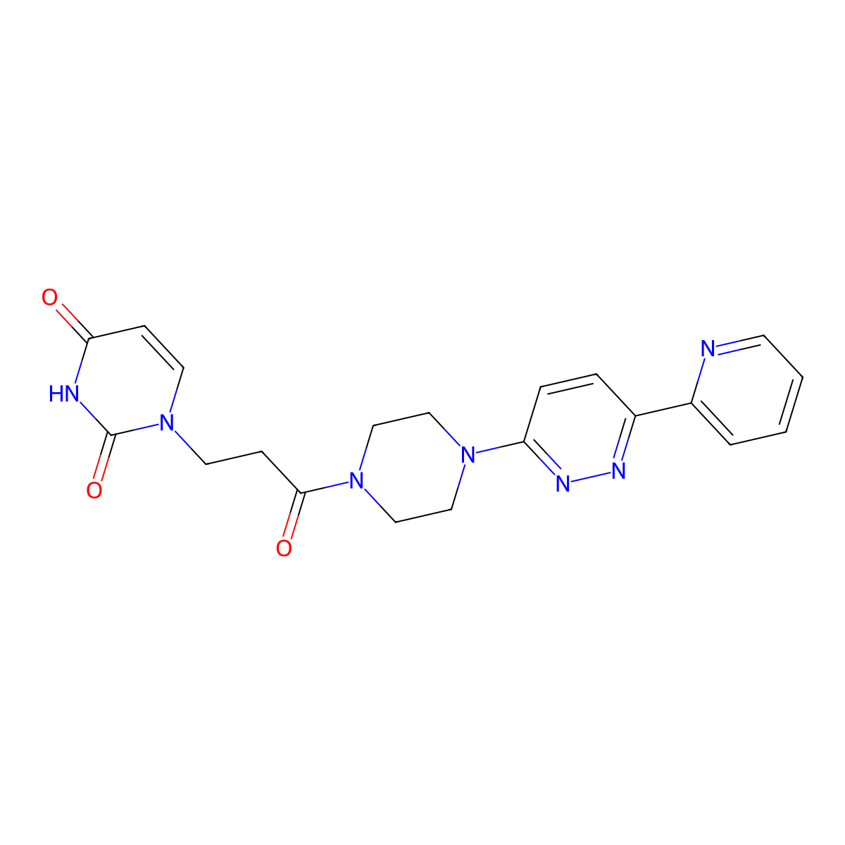 1-(3-oxo-3-(4-(6-(pyridin-2-yl)pyridazin-3-yl)piperazin-1-yl)propyl)pyrimidine-2,4(1H,3H)-dione molecular structure, CAS 1257552-46-7
