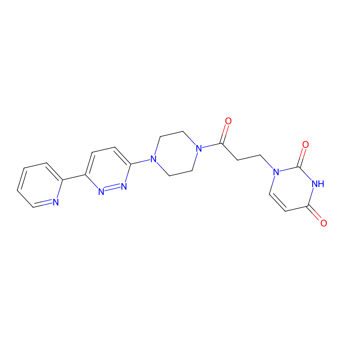 1-(3-oxo-3-(4-(6-(pyridin-2-yl)pyridazin-3-yl)piperazin-1-yl)propyl)pyrimidine-2,4(1H,3H)-dione molecular structure, CAS 1257552-46-7