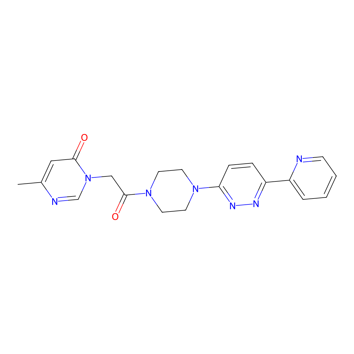 6-methyl-3-(2-oxo-2-(4-(6-(pyridin-2-yl)pyridazin-3-yl)piperazin-1-yl)ethyl)pyrimidin-4(3H)-one molecular structure, CAS 1257552-47-8