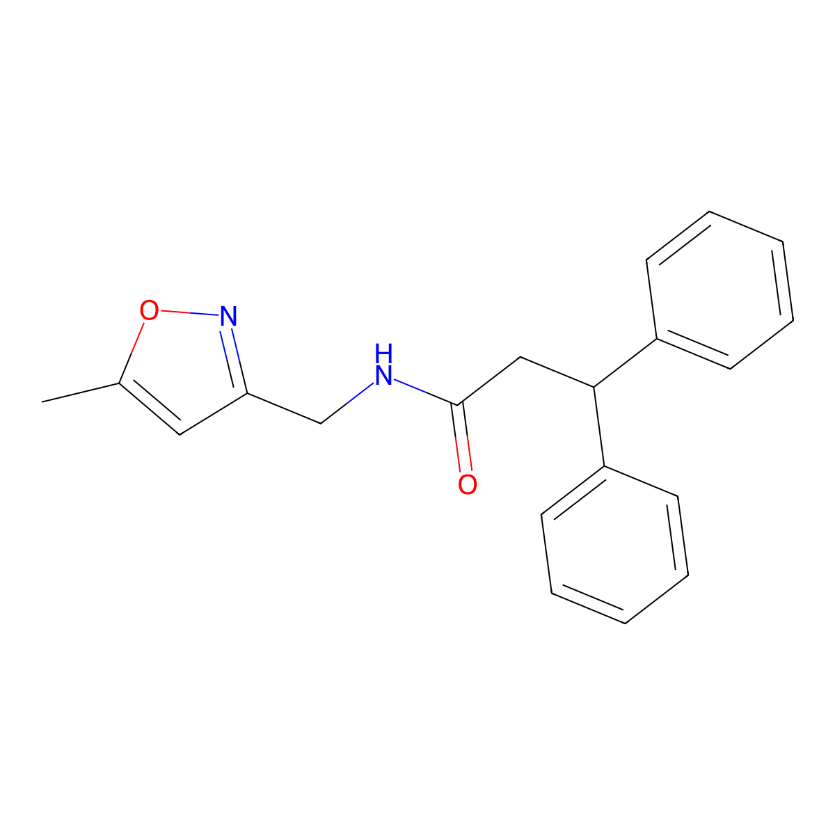 N-((5-methylisoxazol-3-yl)methyl)-3,3-diphenylpropanamide molecular structure, CAS 1257552-51-4