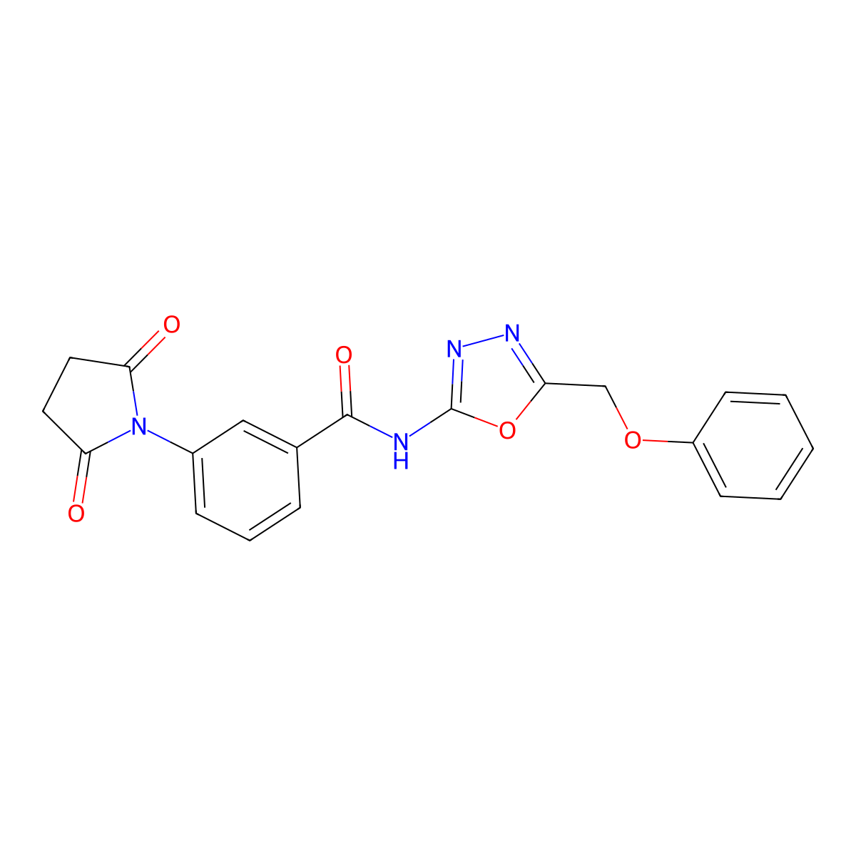 3-(2,5-dioxopyrrolidin-1-yl)-N-[5-(phenoxymethyl)-1,3,4-oxadiazol-2-yl]benzamide molecular structure, CAS 1257552-60-5
