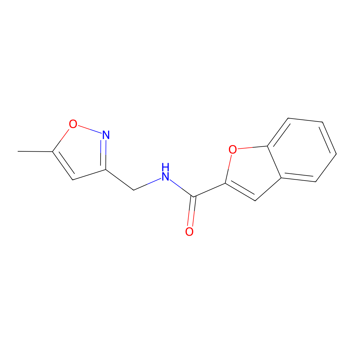 N-((5-methylisoxazol-3-yl)methyl)benzofuran-2-carboxamide molecular structure, CAS 1257552-63-8