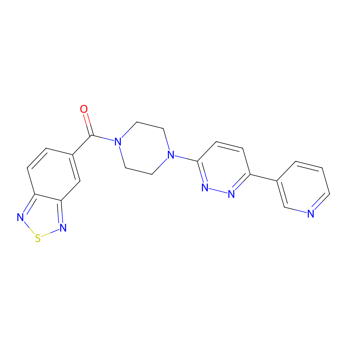 Benzo[c][1,2,5]thiadiazol-5-yl(4-(6-(pyridin-3-yl)pyridazin-3-yl)piperazin-1-yl)methanone molecular structure, CAS 1257552-65-0
