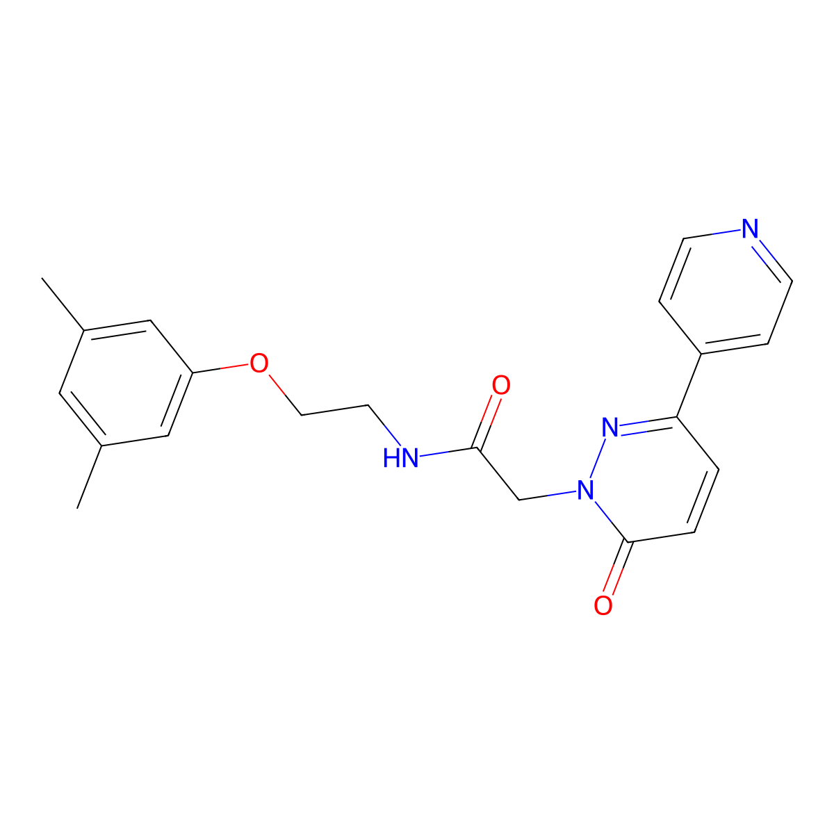 N-(2-(3,5-dimethylphenoxy)ethyl)-2-(6-oxo-3-(pyridin-4-yl)pyridazin-1(6H)-yl)acetamide molecular structure, CAS 1257552-84-3