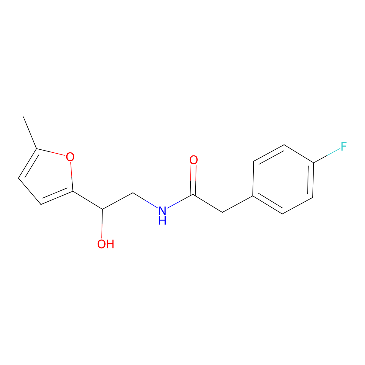 2-(4-fluorophenyl)-N-[2-hydroxy-2-(5-methylfuran-2-yl)ethyl]acetamide molecular structure, CAS 1257552-88-7