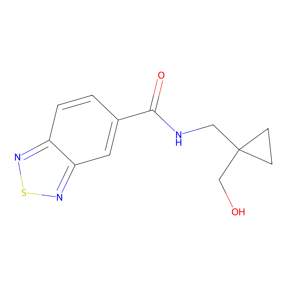 N-((1-(hydroxymethyl)cyclopropyl)methyl)benzo[c][1,2,5]thiadiazole-5-carboxamide molecular structure, CAS 1257552-89-8