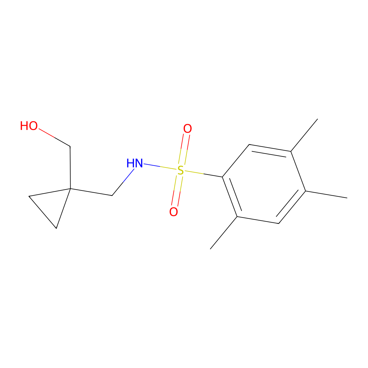N-((1-(hydroxymethyl)cyclopropyl)methyl)-2,4,5-trimethylbenzenesulfonamide molecular structure, CAS 1257552-91-2