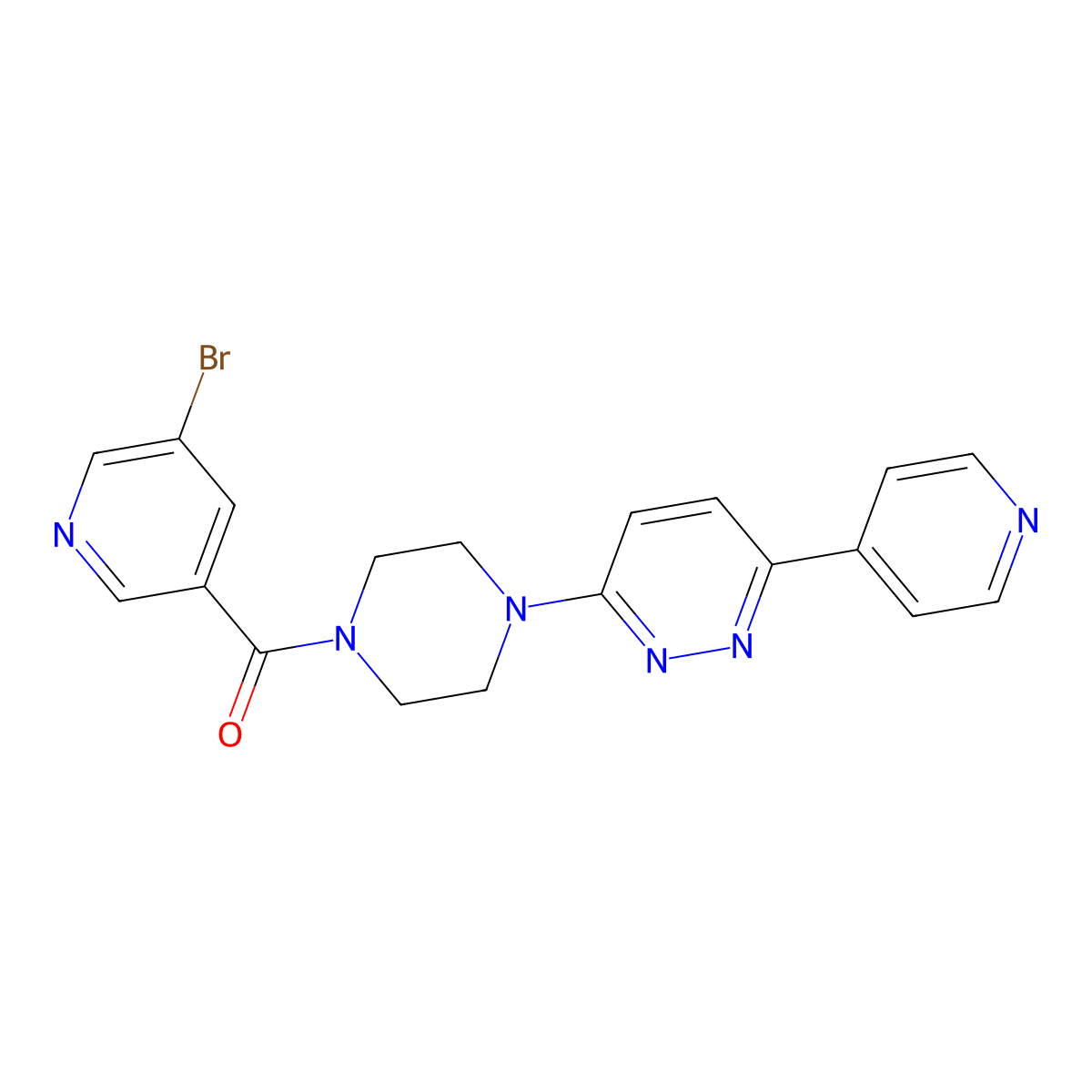 (5-Bromopyridin-3-yl)(4-(6-(pyridin-4-yl)pyridazin-3-yl)piperazin-1-yl)methanone molecular structure, CAS 1257553-07-3