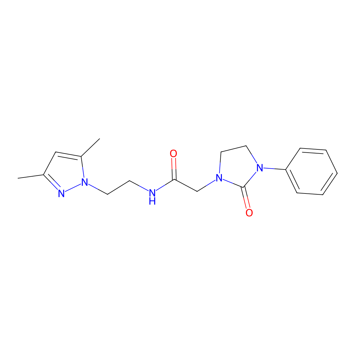 N-[2-(3,5-dimethyl-1H-pyrazol-1-yl)ethyl]-2-(2-oxo-3-phenylimidazolidin-1-yl)acetamide molecular structure, CAS 1257553-20-0