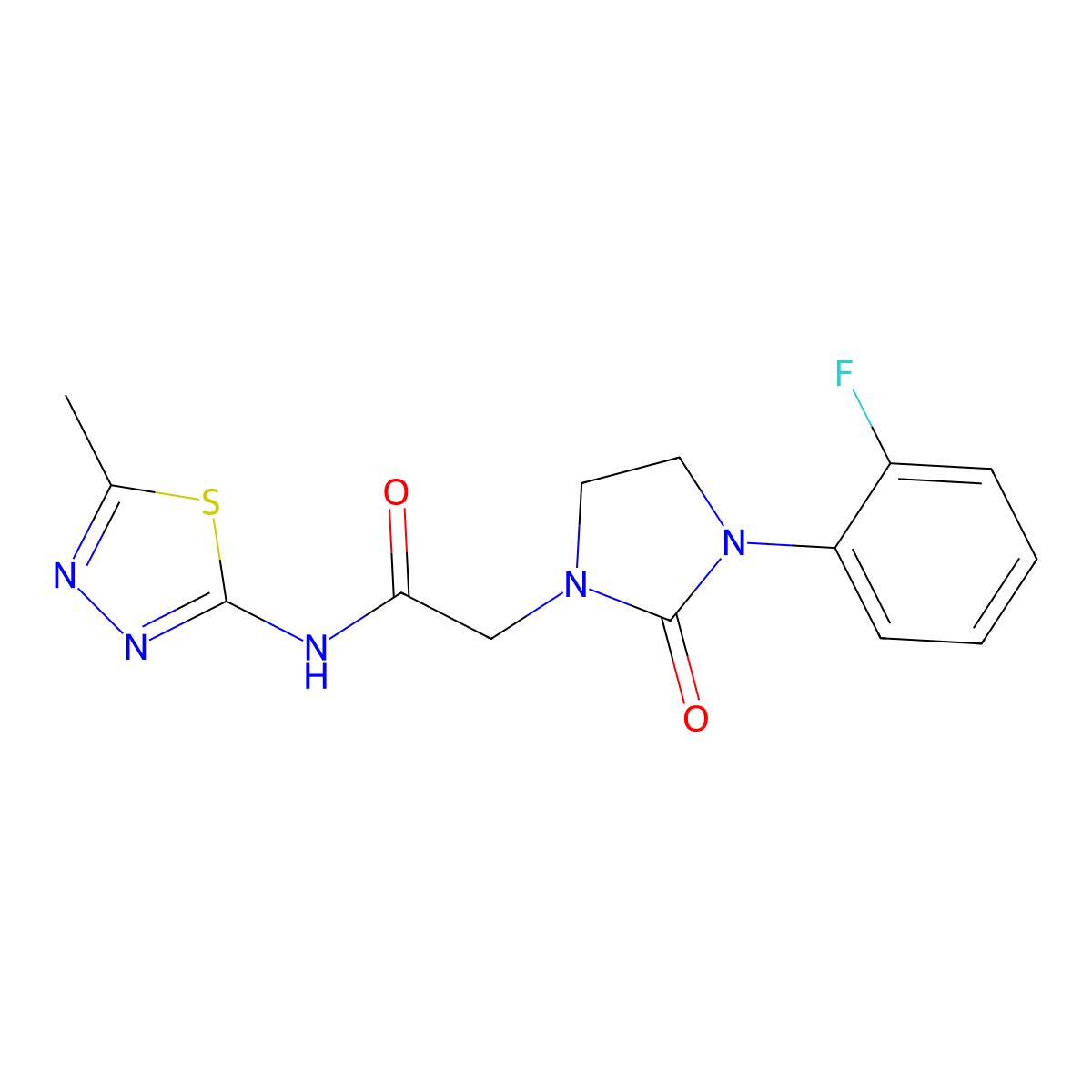 2-(3-(2-fluorophenyl)-2-oxoimidazolidin-1-yl)-N-(5-methyl-1,3,4-thiadiazol-2-yl)acetamide molecular structure, CAS 1257553-24-4