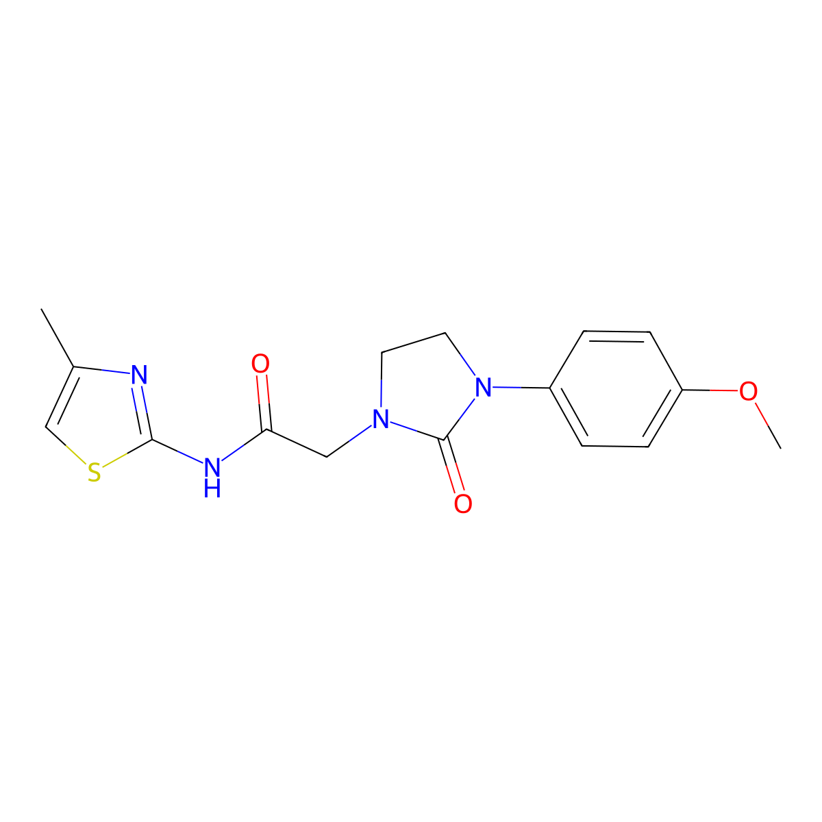 2-(3-(4-methoxyphenyl)-2-oxoimidazolidin-1-yl)-N-(4-methylthiazol-2-yl)acetamide molecular structure, CAS 1257553-40-4