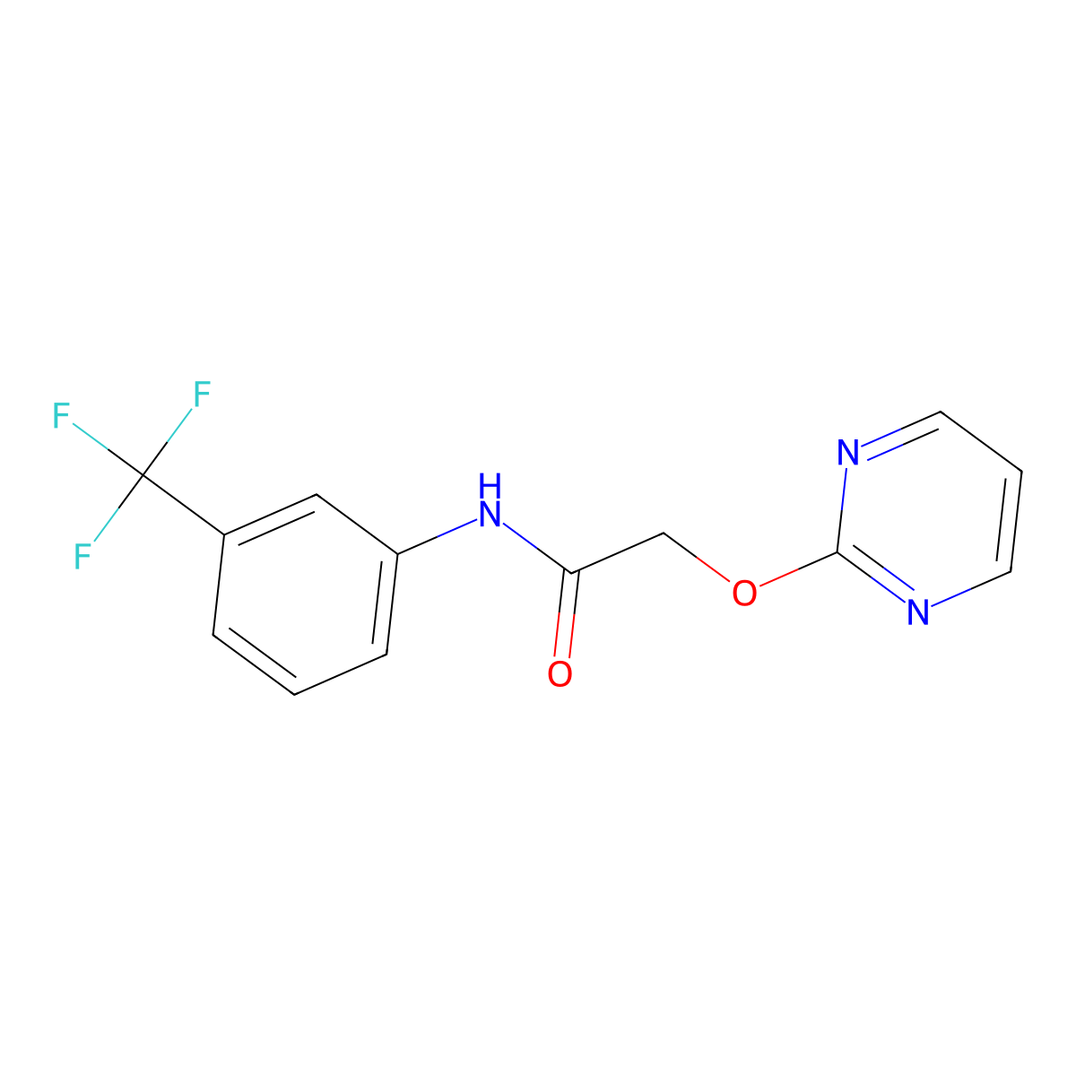2-(pyrimidin-2-yloxy)-N-[3-(trifluoromethyl)phenyl]acetamide molecular structure, CAS 1257553-45-9