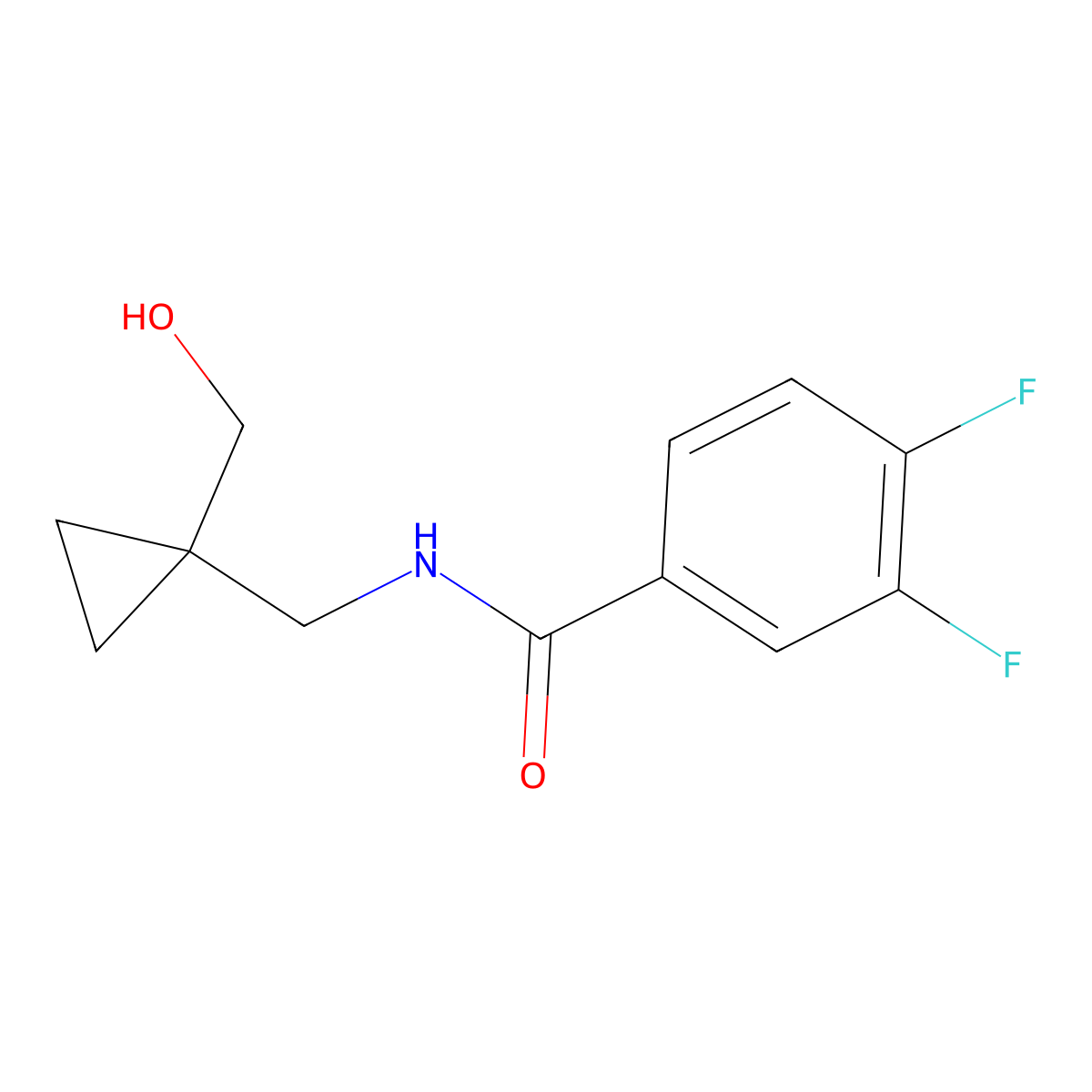 3,4-difluoro-N-((1-(hydroxymethyl)cyclopropyl)methyl)benzamide molecular structure, CAS 1257553-46-0