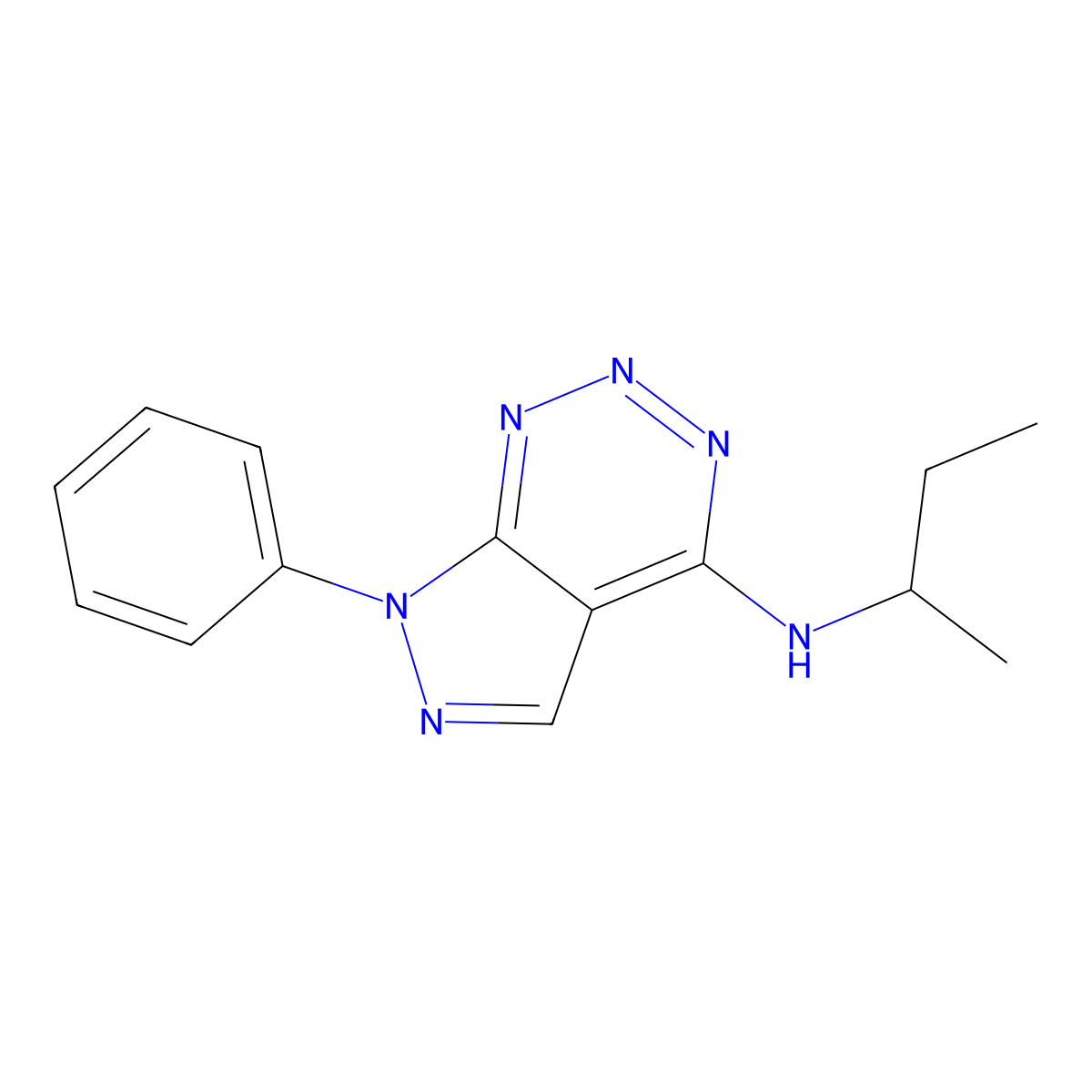 N-(sec-butyl)-7-phenyl-7H-pyrazolo[3,4-d][1,2,3]triazin-4-amine molecular structure, CAS 1257553-51-7